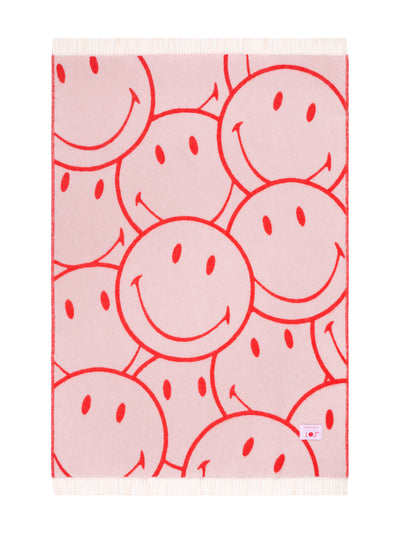 Smiley® Sha(RED) x Maison Deux wool blanket, pink-red