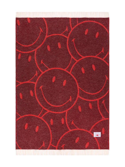Smiley® Sha(RED) x Maison Deux wool blanket, red-burgundy red