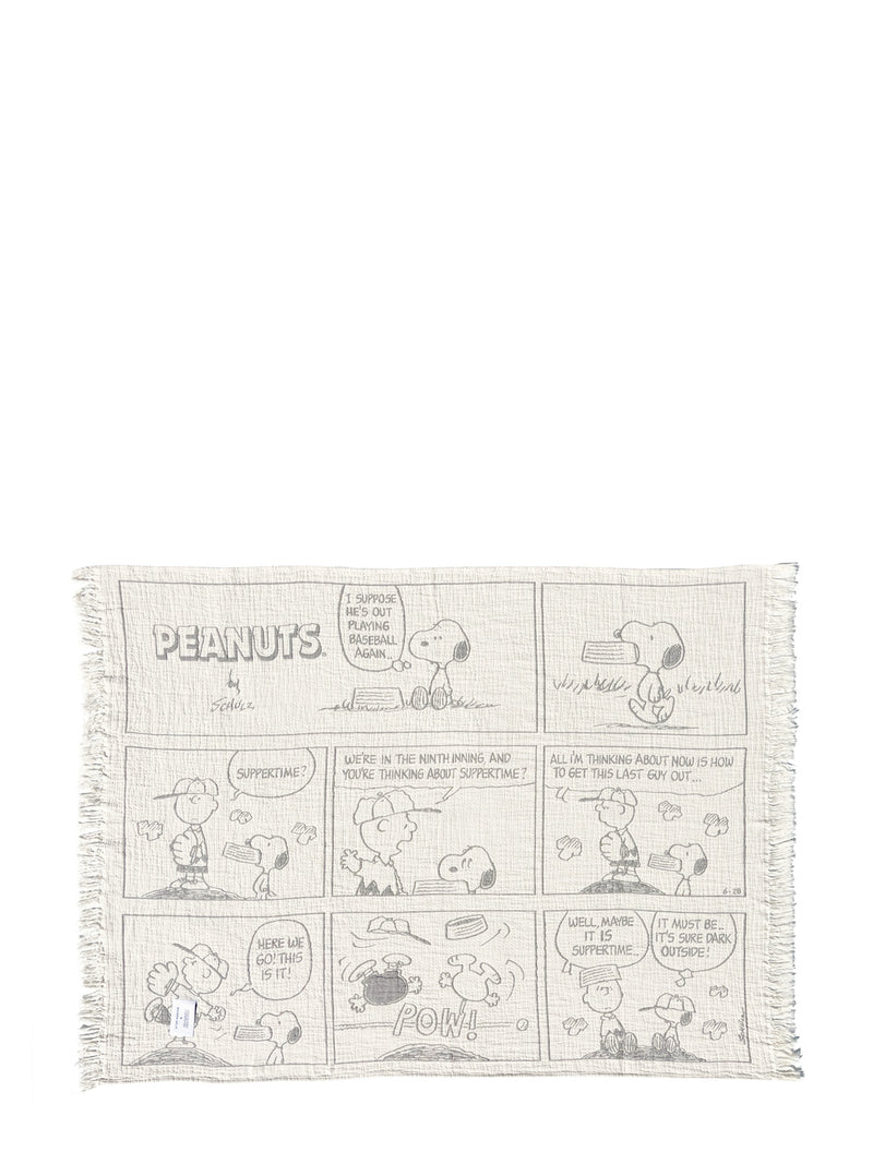 Baseball Peanuts comics cotton blanket, offwhite (130 x 200 cm)