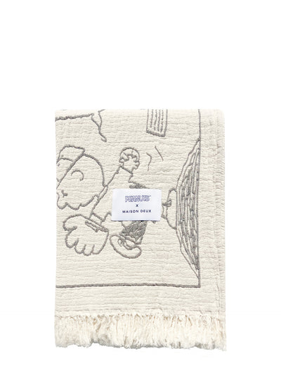 Baseball Peanuts comics cotton blanket, offwhite (130 x 200 cm)