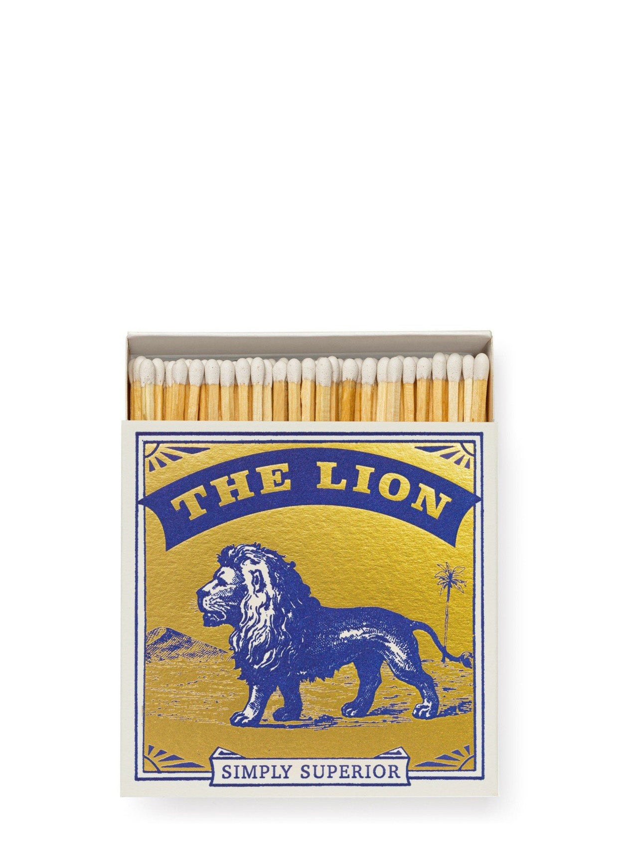 Matchbox with 'The Lion' branding on a white background
