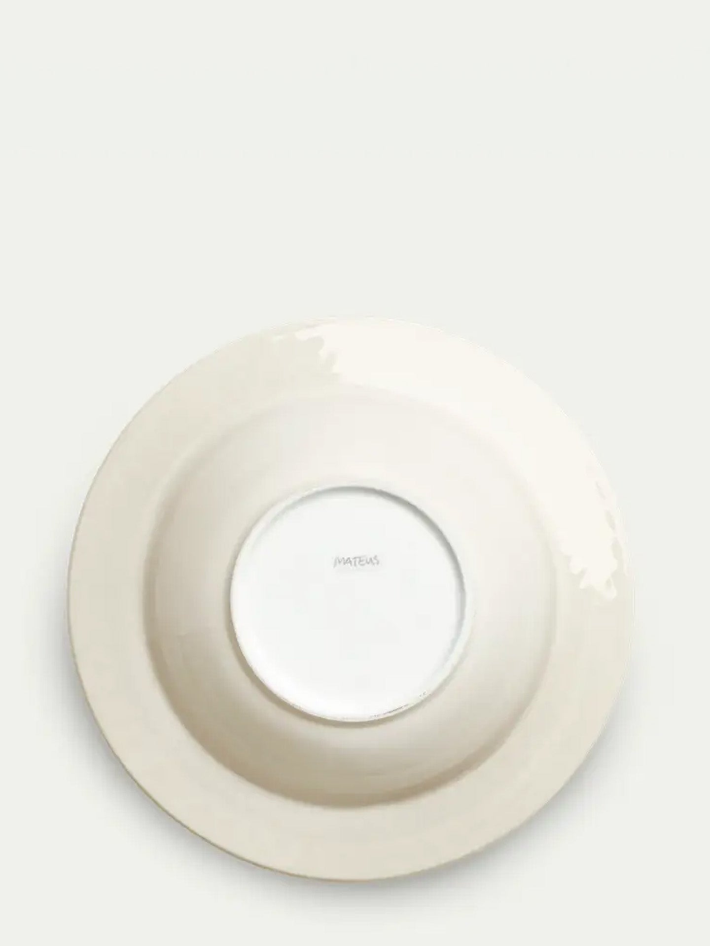 Round white plate upside down
