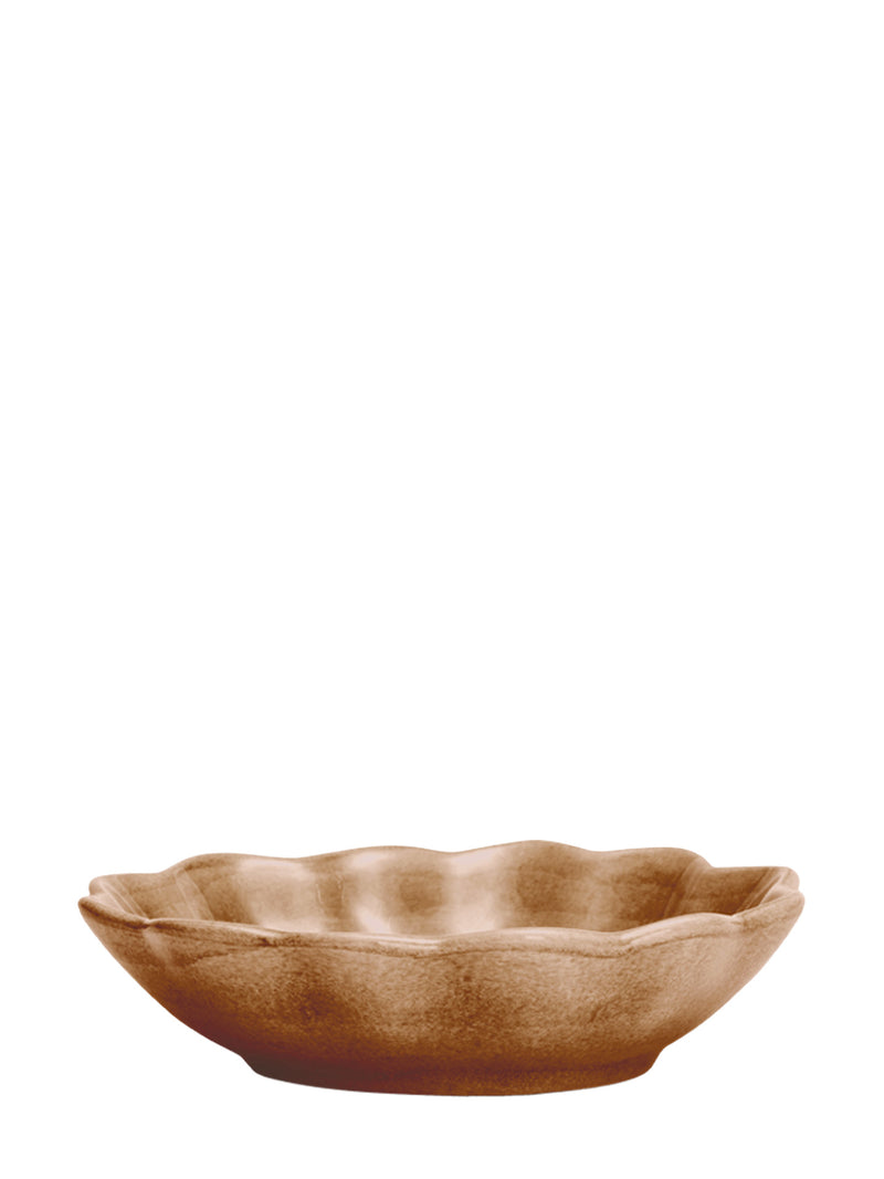 Oyster small oval bowl, cinnamon brown (18cm)