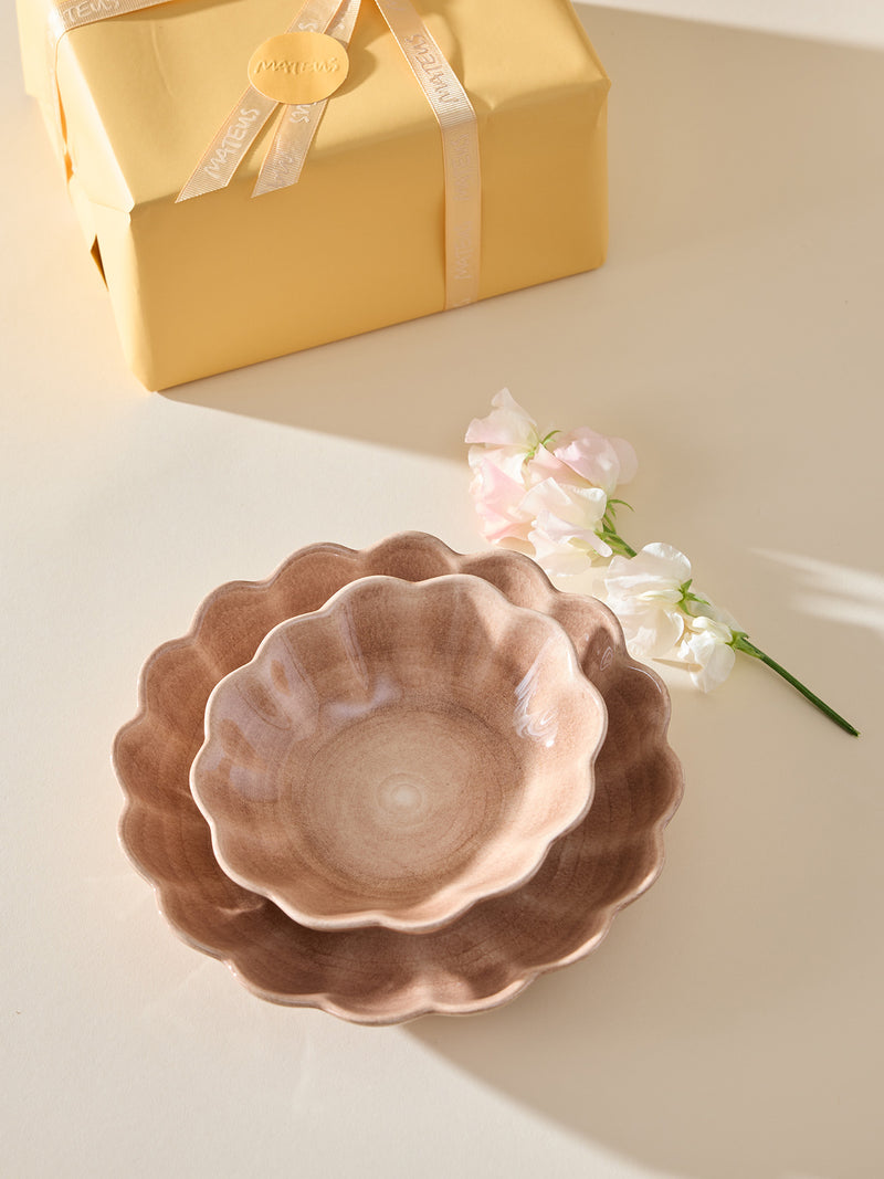 Oyster small oval bowl, cinnamon brown (18cm)