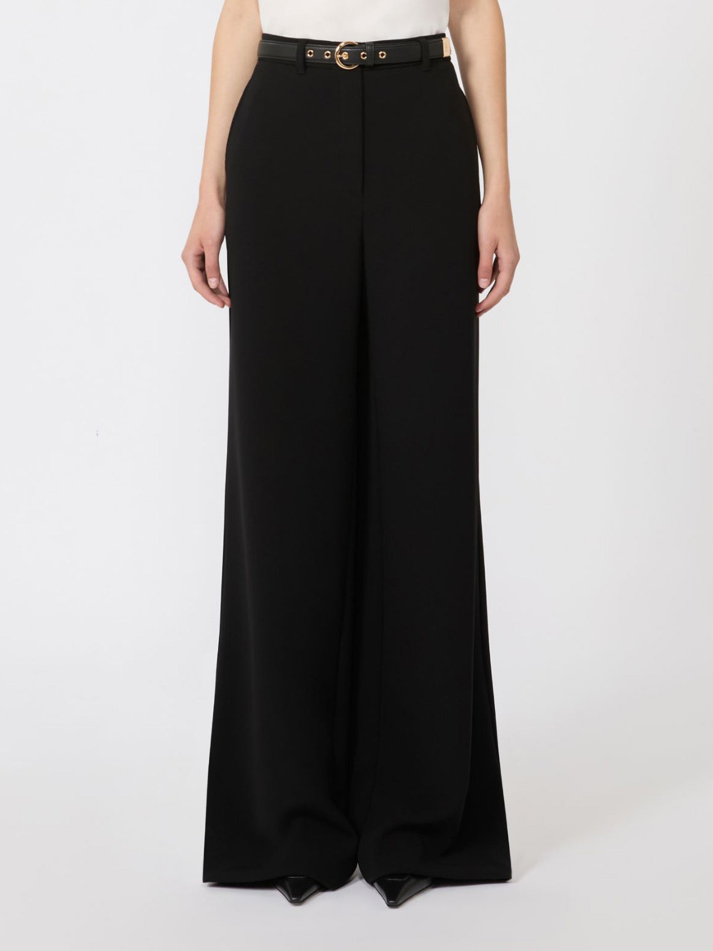 Amico fluid trousers with belt, black