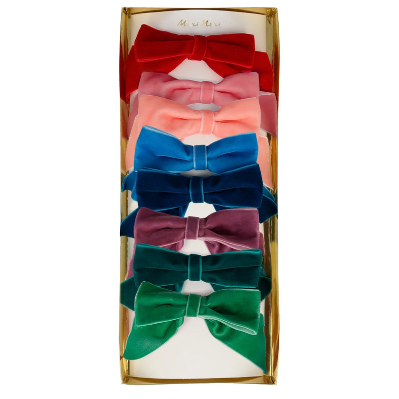 Radiant velvet bow hair clips