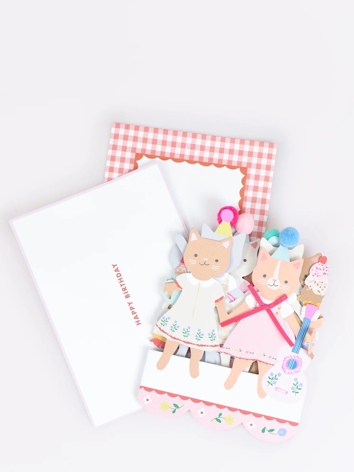 Kitten club concertina birthday card, 3D