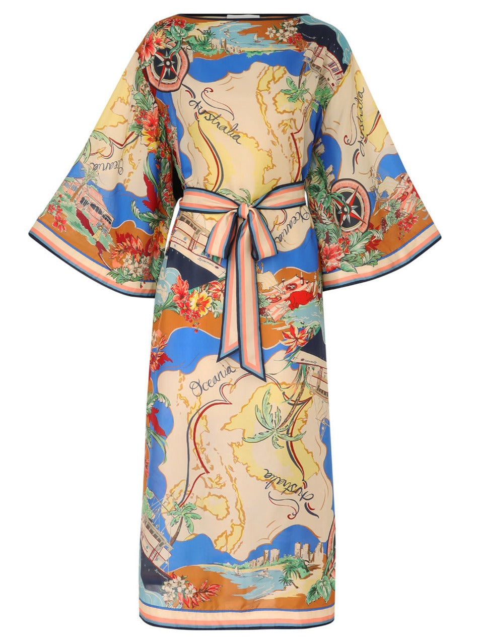 Alight Midi Dress, nautical map