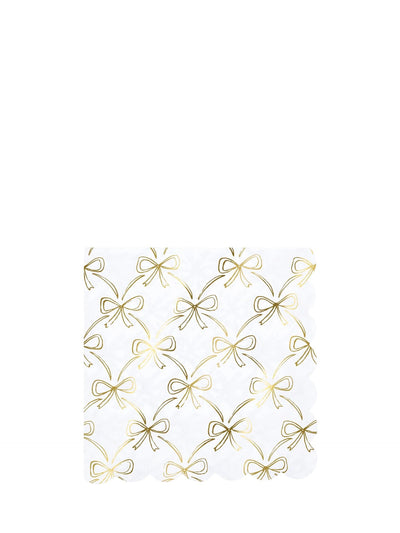 Gold bow dinner napkins