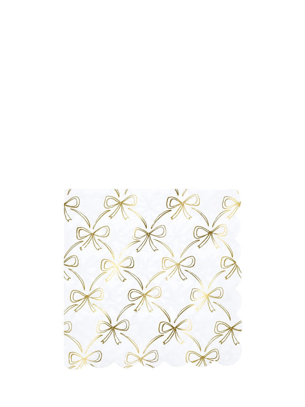 Gold bow dinner napkins