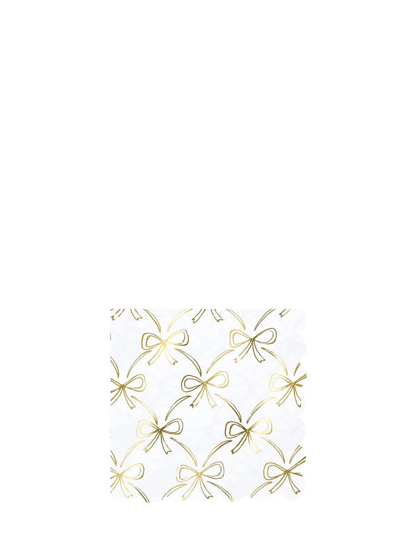 Gold bow cocktail napkins