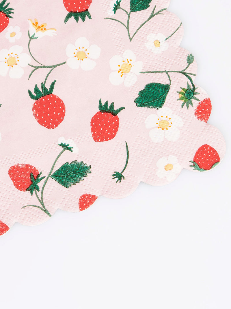 Strawberries cocktail napkins, pack of 16