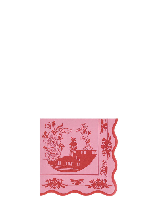 Pink vintage botanical cocktail napkins