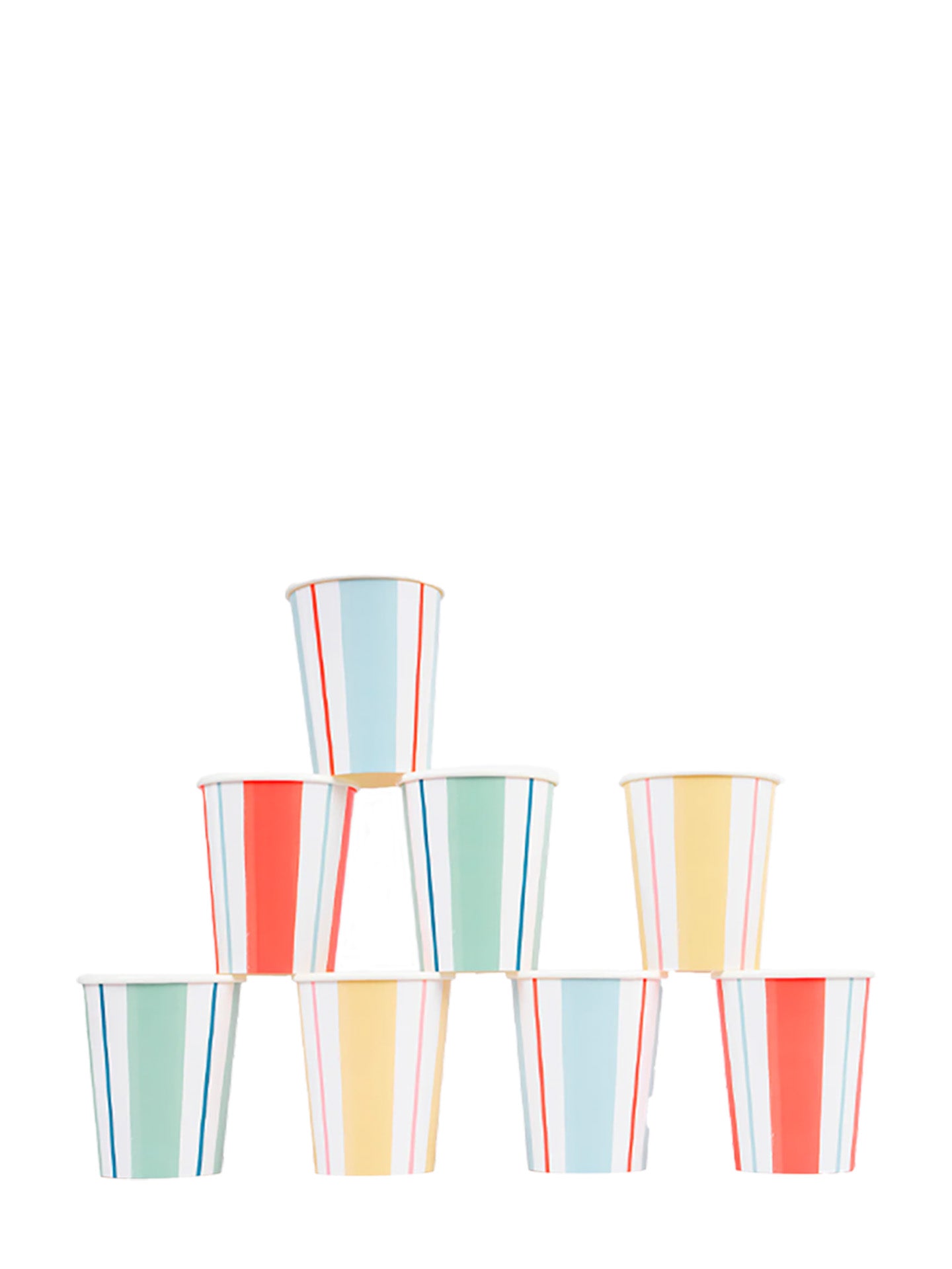 Preppy stripe paper cups, set of 8