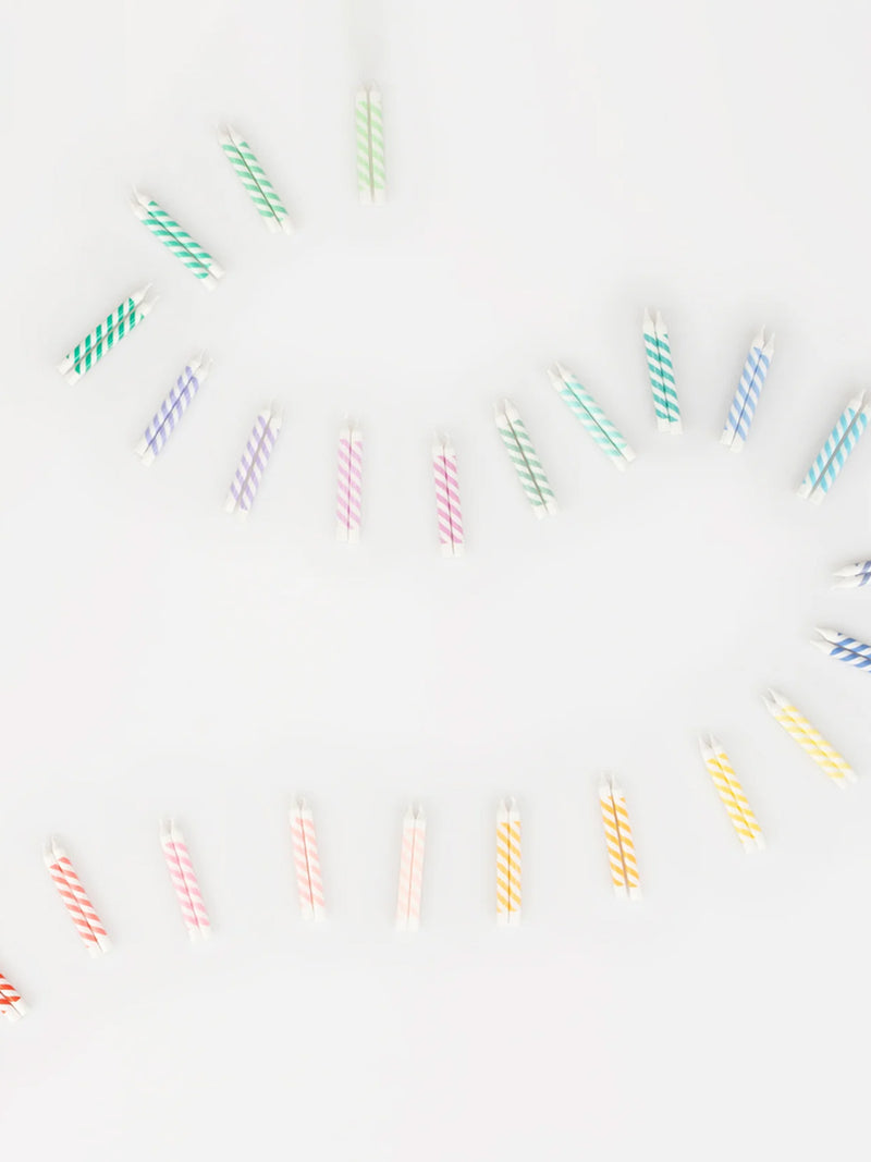 Rainbow striped mini candles
