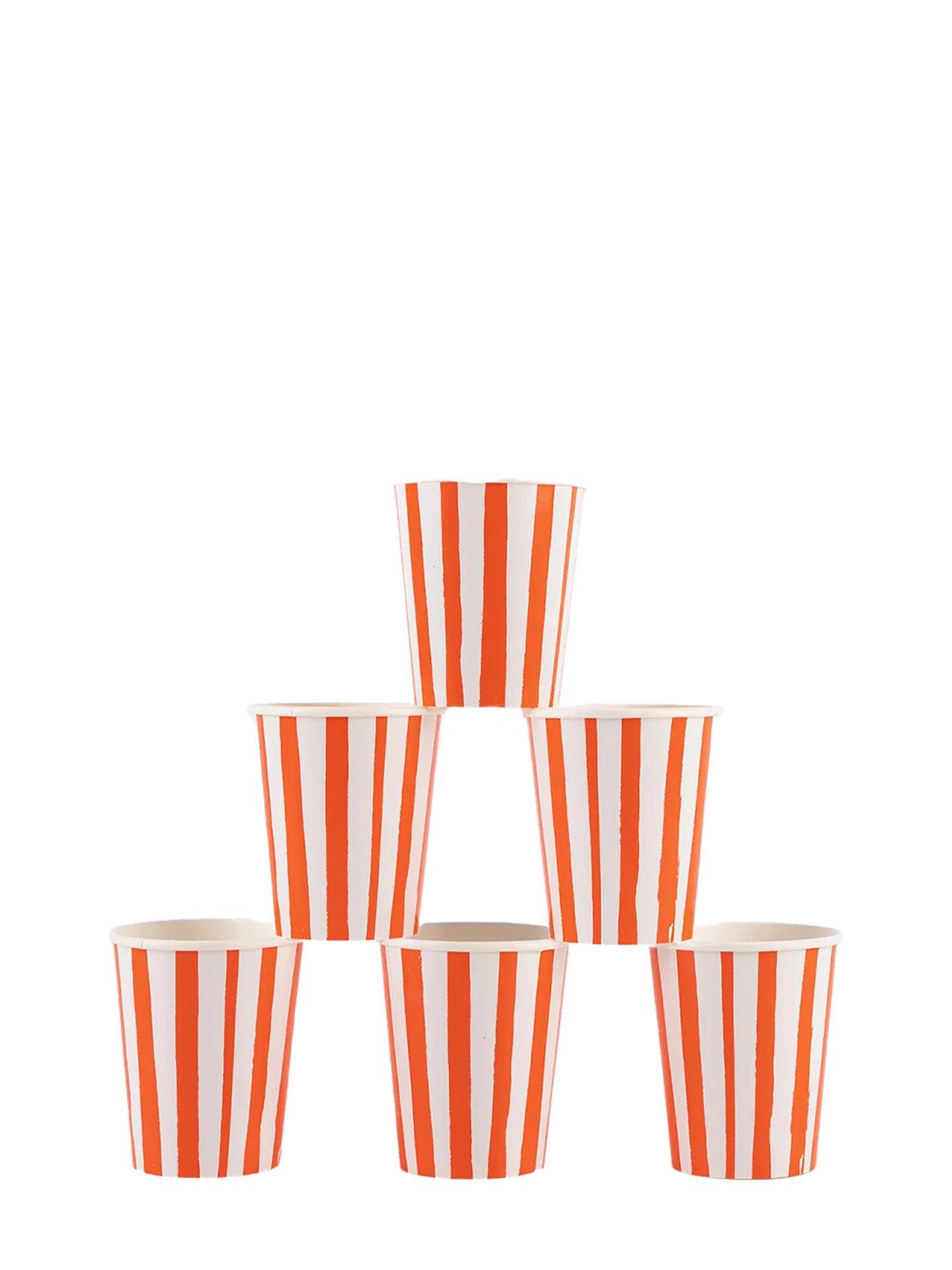 Red stripe paper cups, set of 8