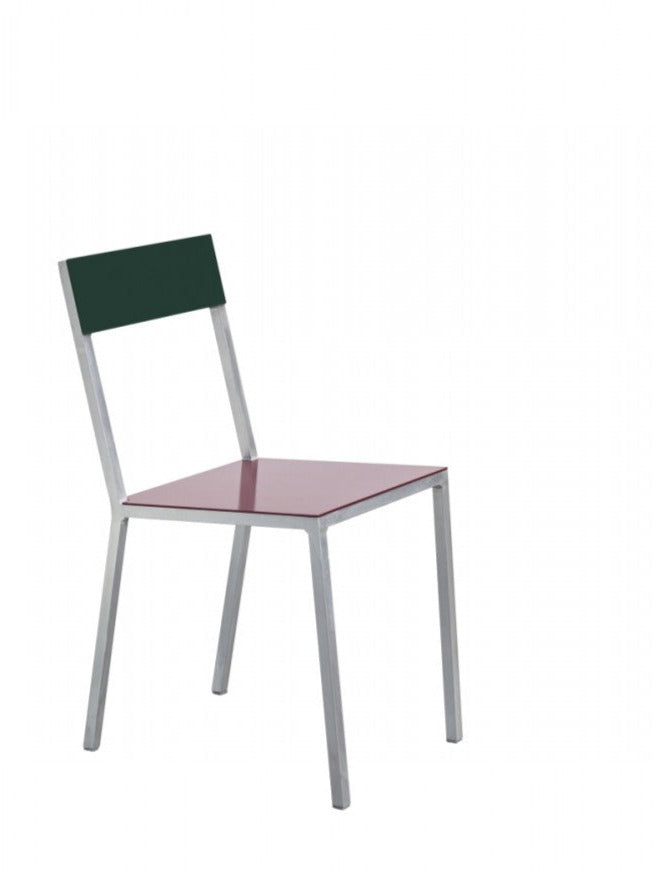 Valerie Objects: Alu chair by Muller Van Severen, burgundy and candy green