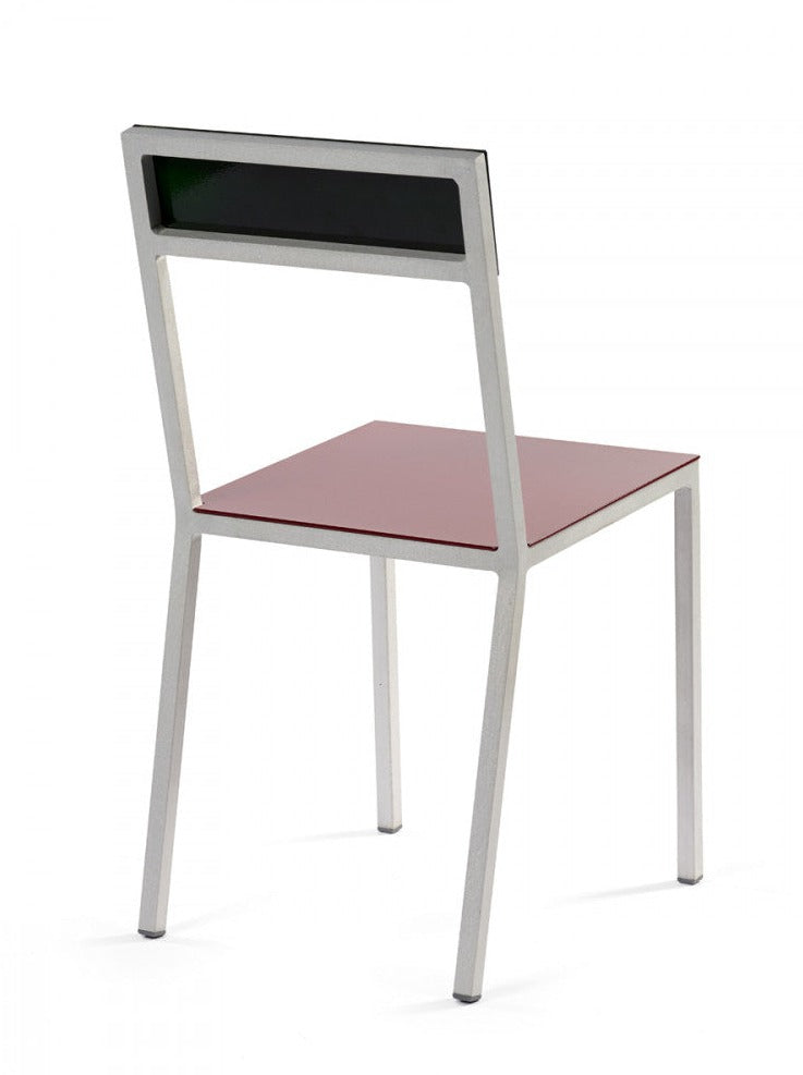 Valerie Objects: Alu chair by Muller Van Severen, burgundy and candy green