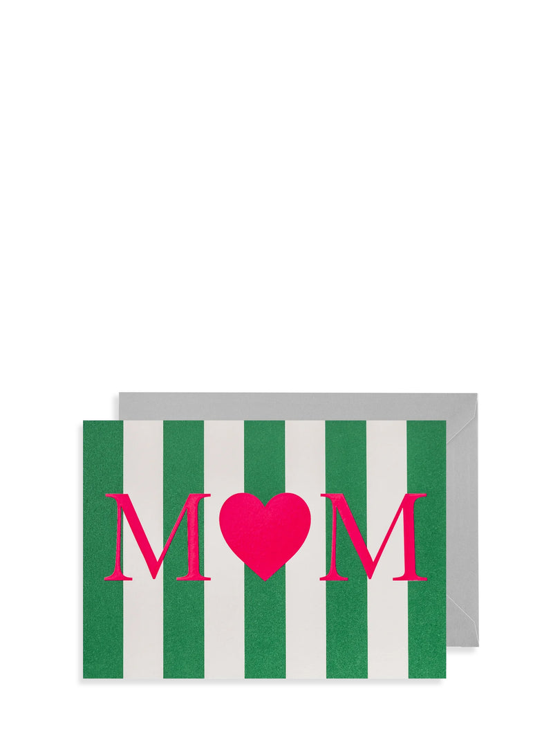 Mum heart green stripes mother's day card