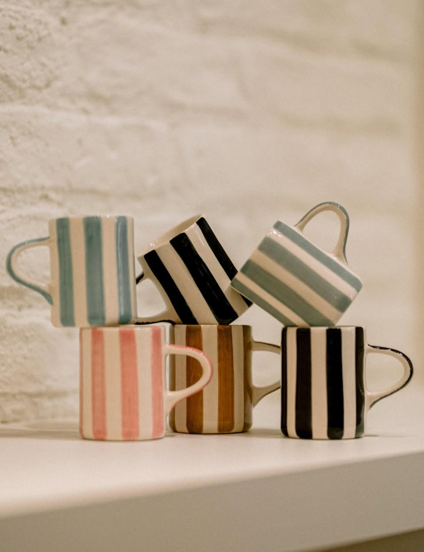 Candy stripe espresso cup, turmeric
