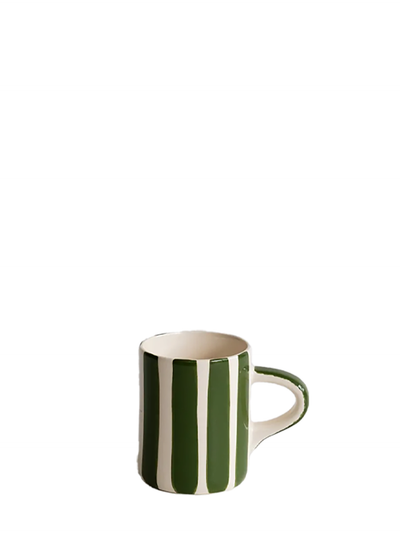 Candy stripe espresso cup, moss green