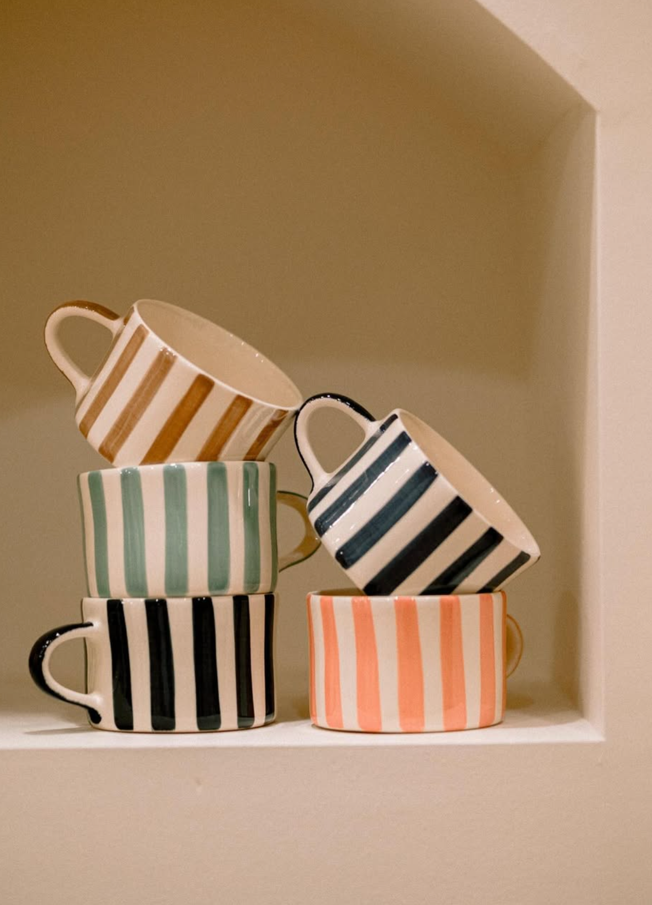 Candy stripe mug, peach