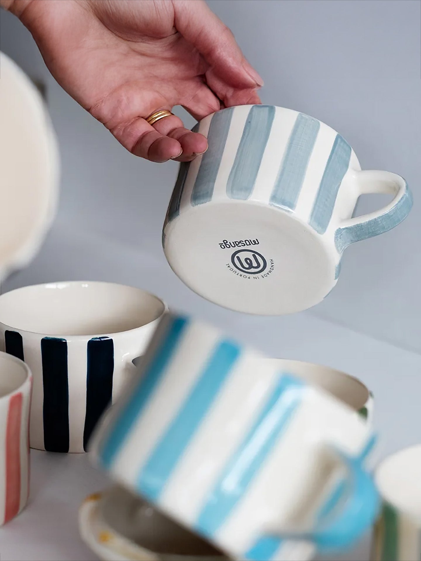 Candy stripe mug, dove grey