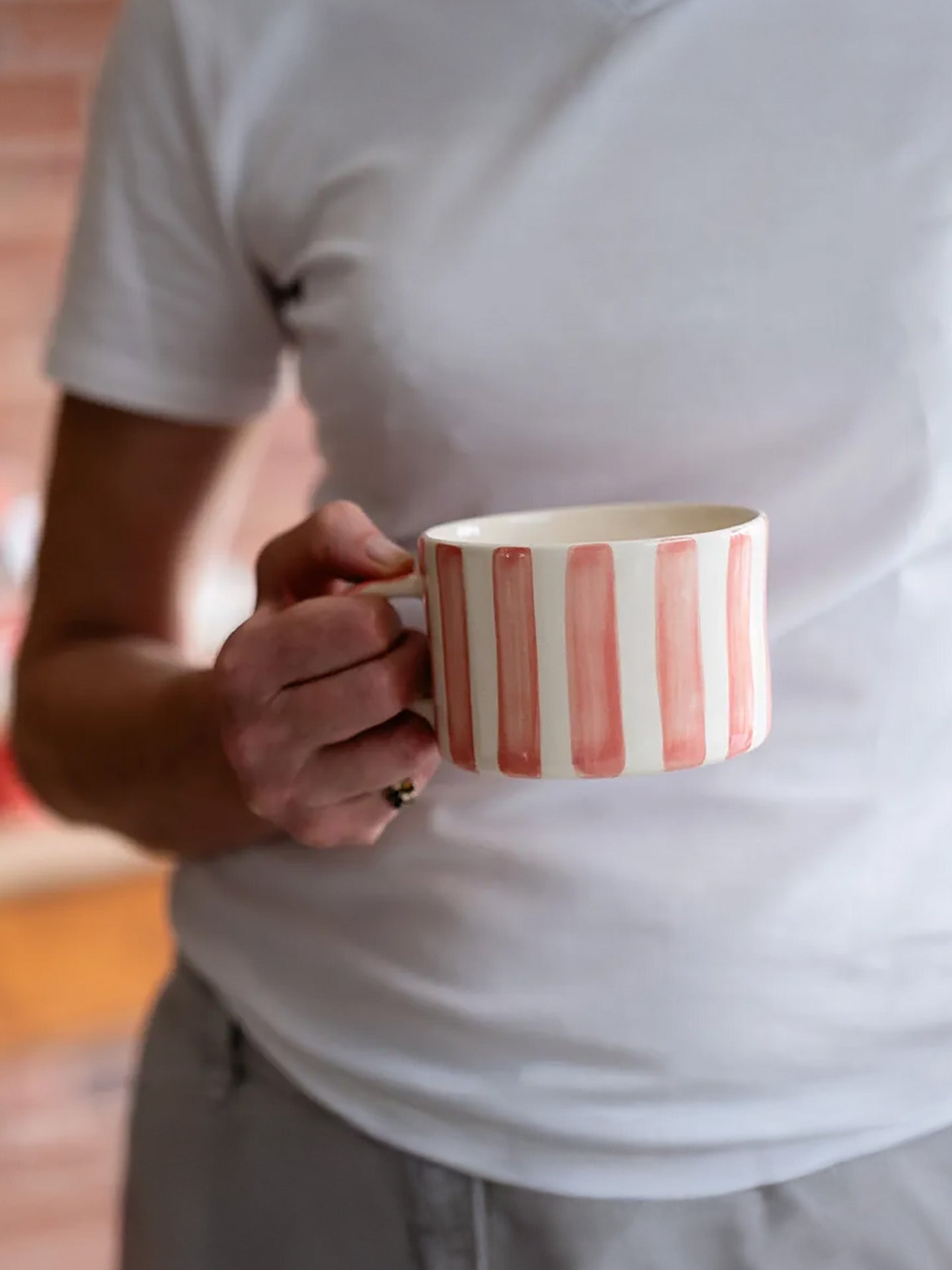 Candy stripe mug, rose