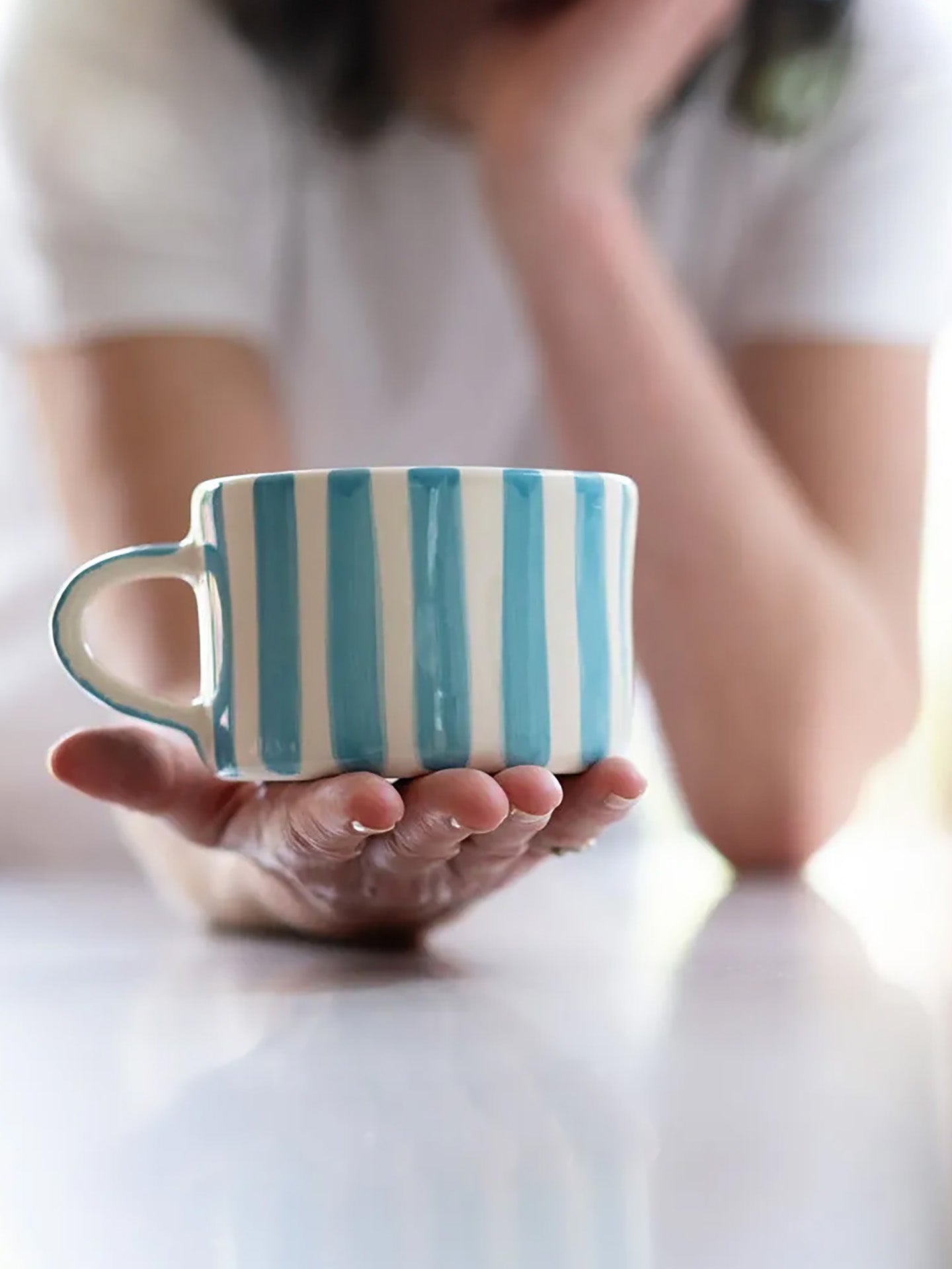 Candy stripe mug, turquoise