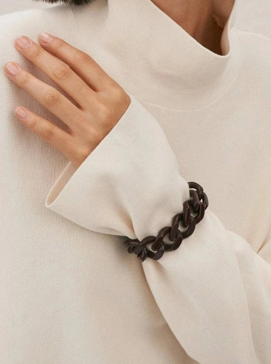Flat chain bracelet, matt black