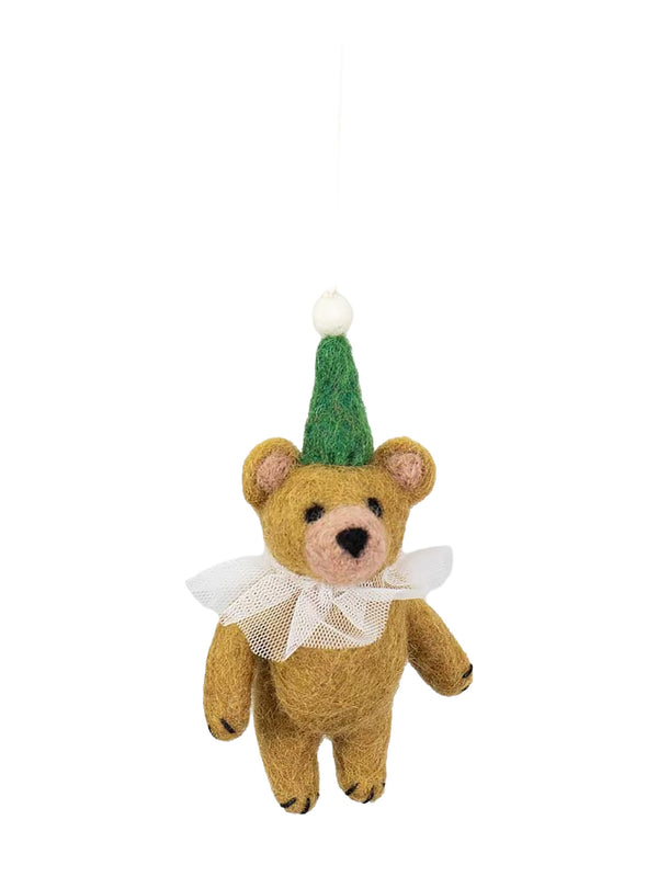 Circus bear felted Christmas ornament
