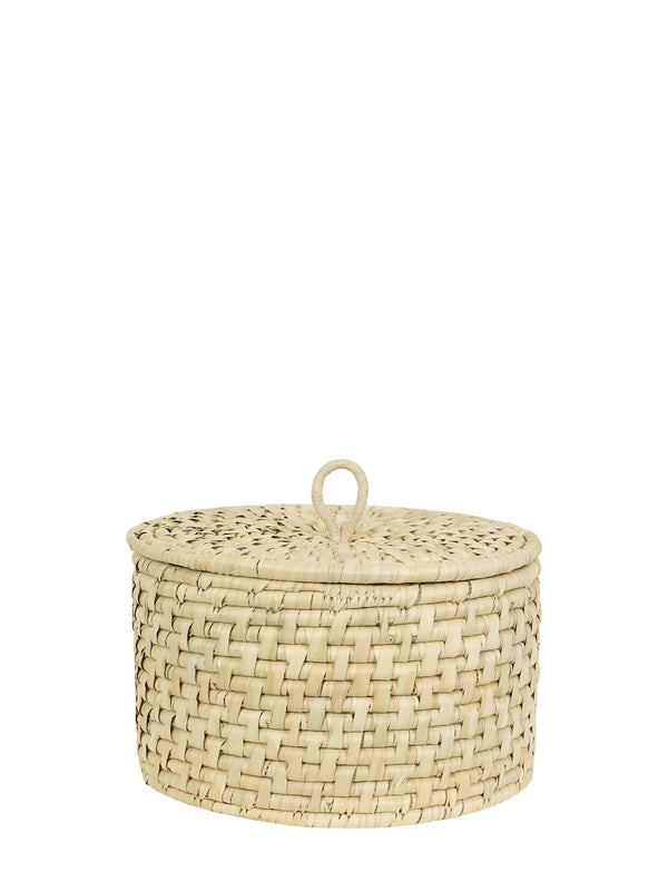 Dhaka basket with loop handle lid, small