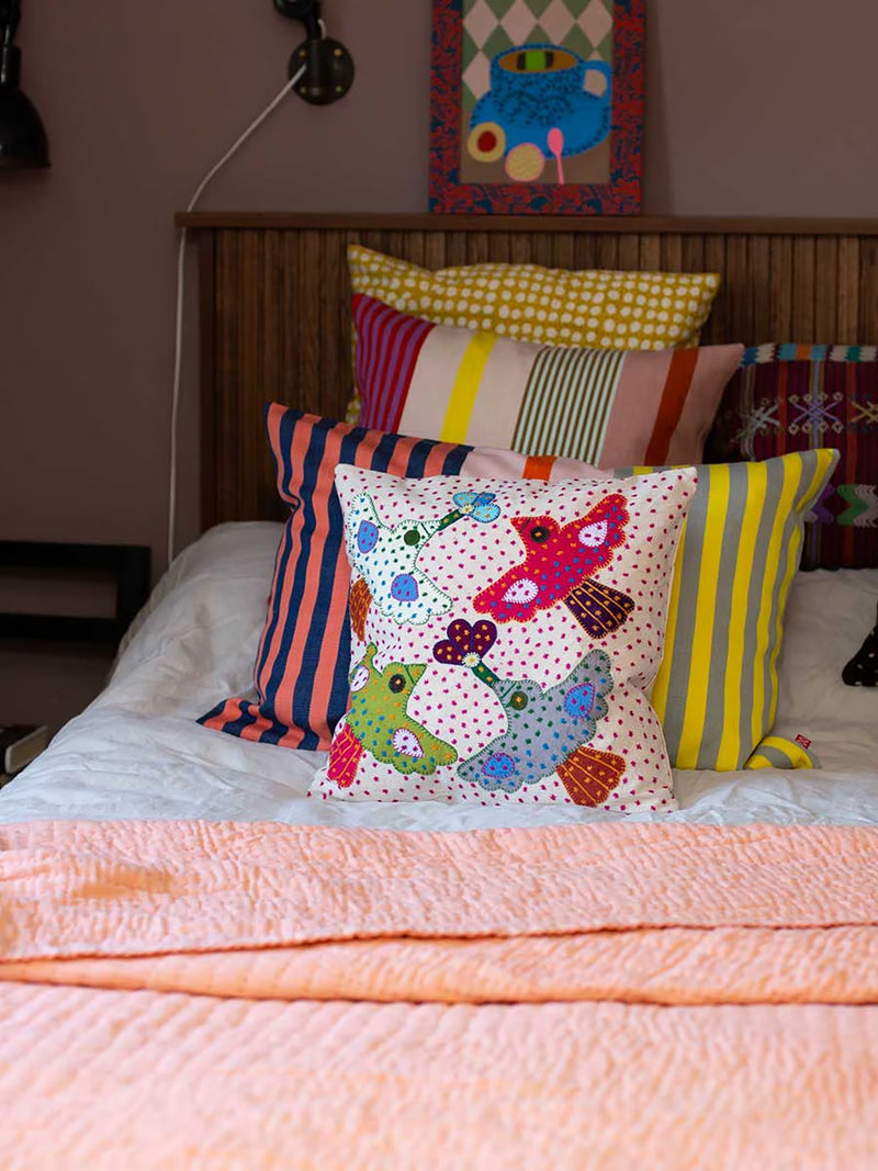 Flying Birds square patchwork cushion cover (40×40cm)