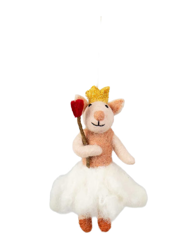Mouse queen felted Christmas ornament