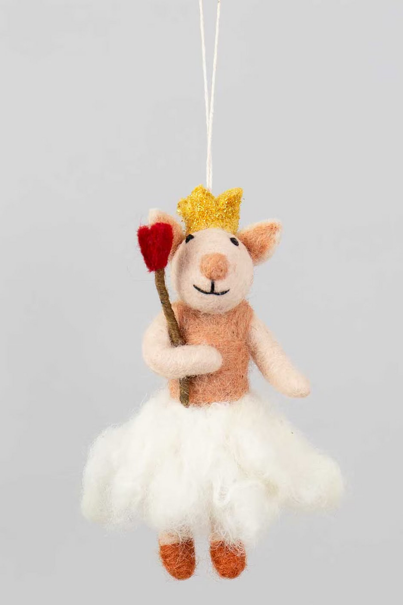 Mouse queen felted Christmas ornament