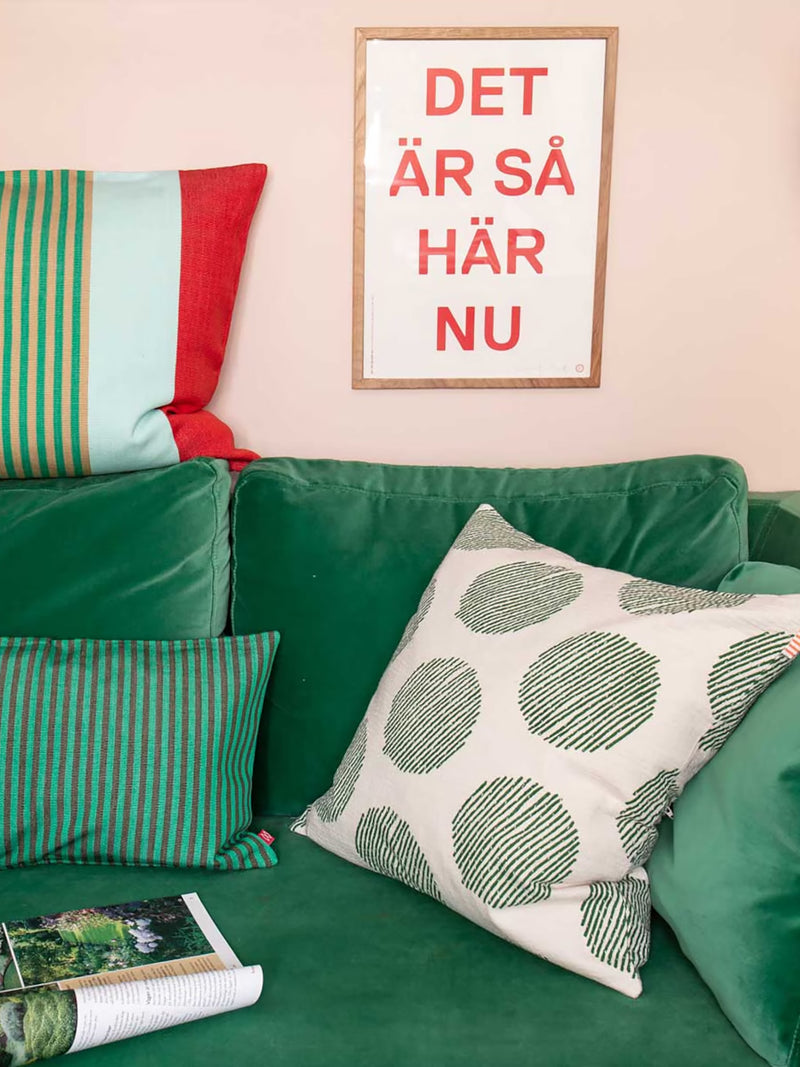 Striped ball cushion cover, green (50x50 cm)