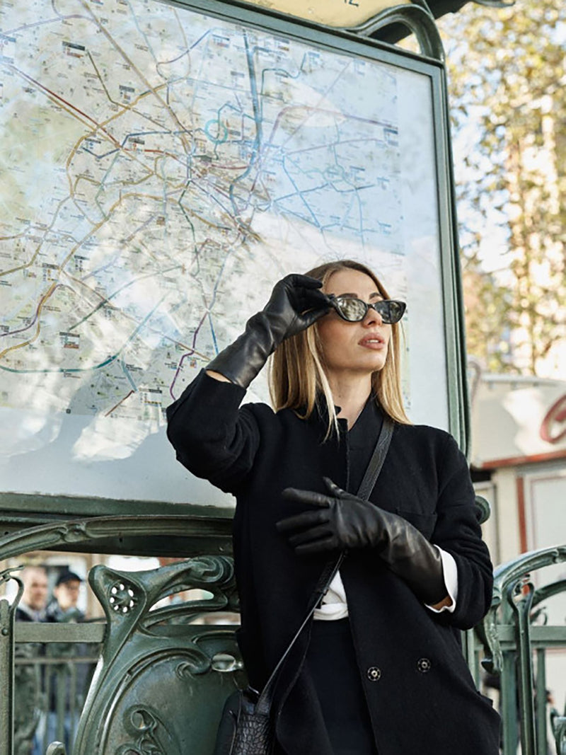 Célia nappa lambskin gloves with cashmere lining, noir