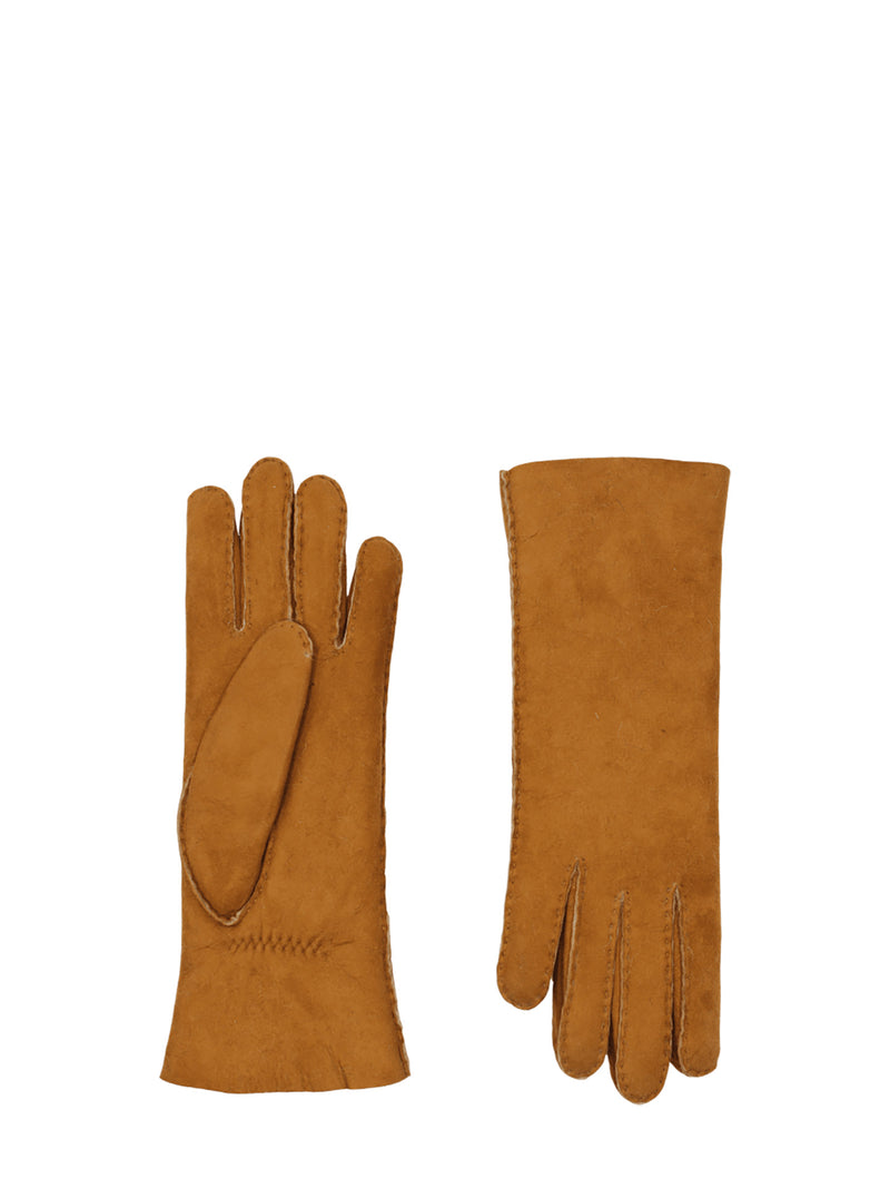 Denise hand sewed double face lambskin gloves, chestnut