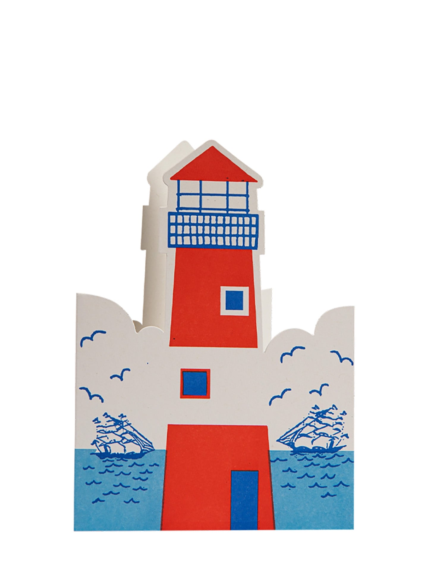 Colorful lighthouse illustration on a white background