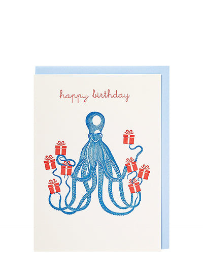 Octopus large birthday card