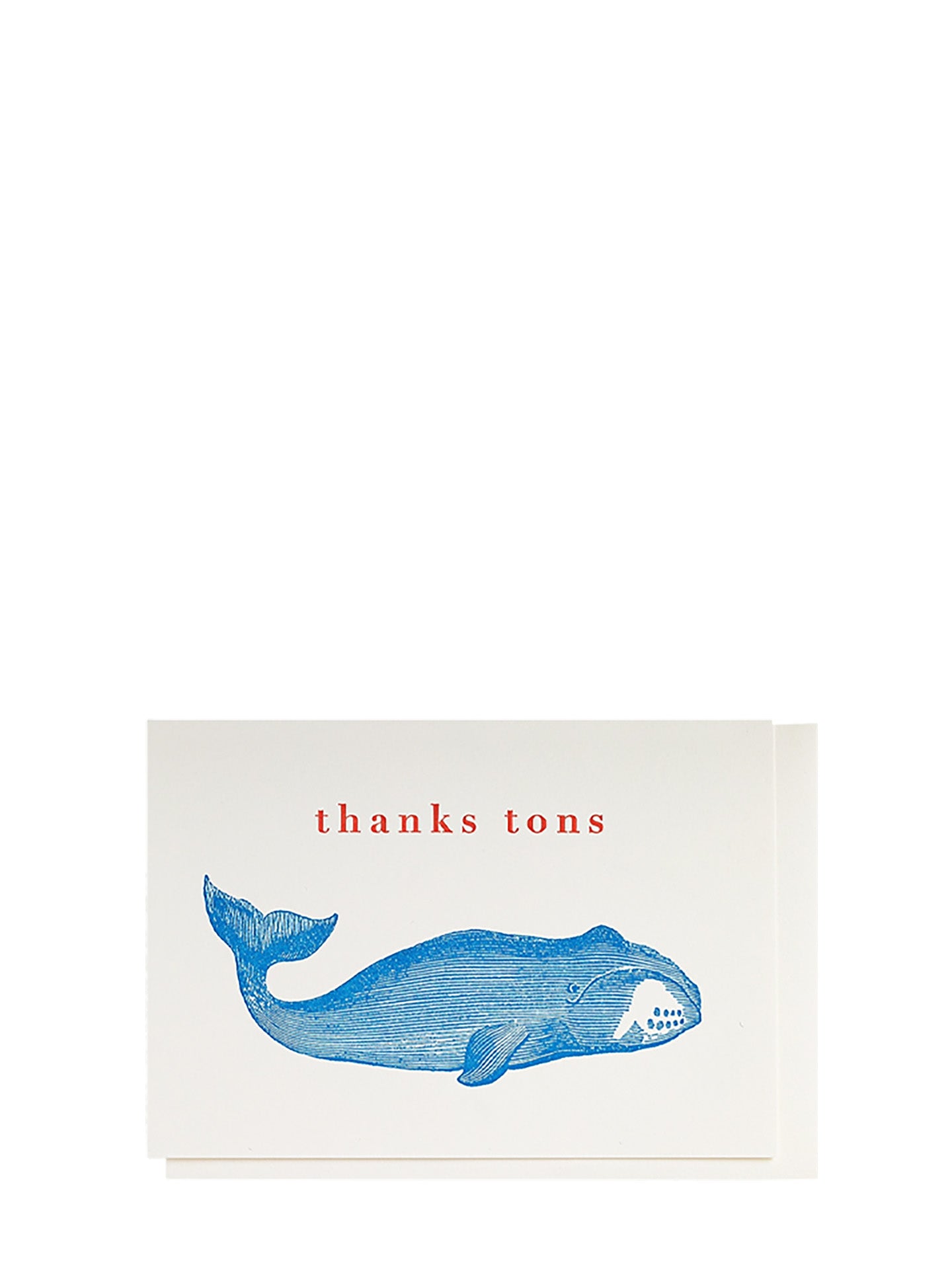Card with a whale illustration and 'thanks tons' text on a white background