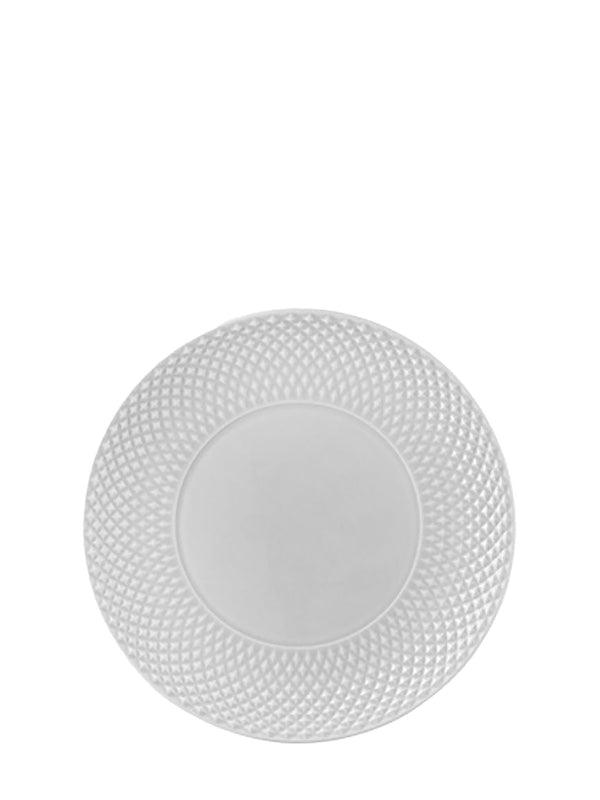 White textured plate on a white background