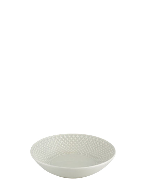 White ceramic bowl with textured surface on a white background