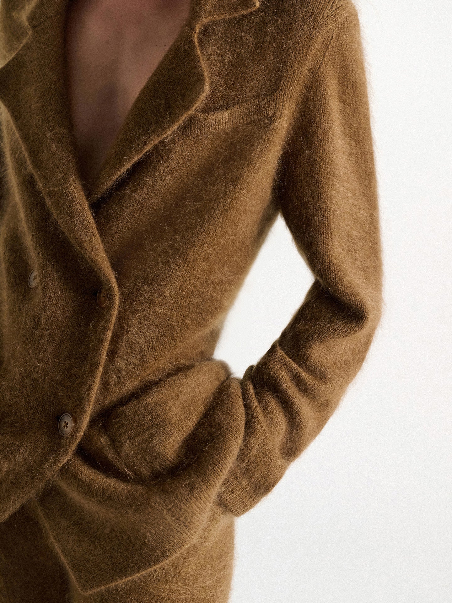 Fluffy statements double breasted jacket, brown