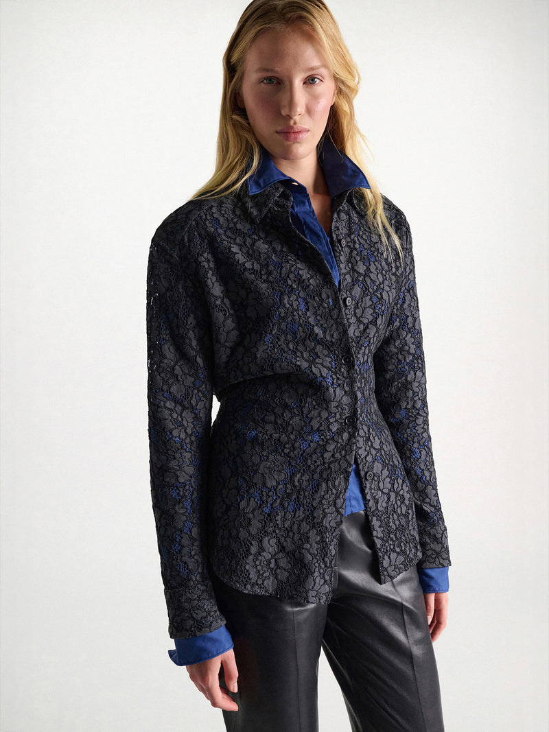 Powerful lace blouse, smoked pearl