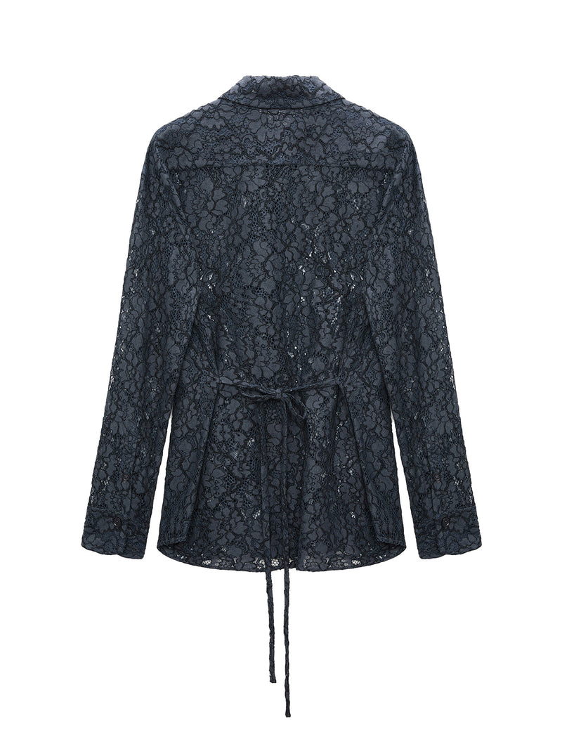 Powerful lace blouse, smoked pearl