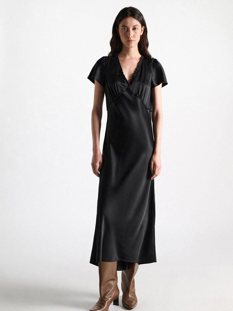 Shiny statement midi dress, black