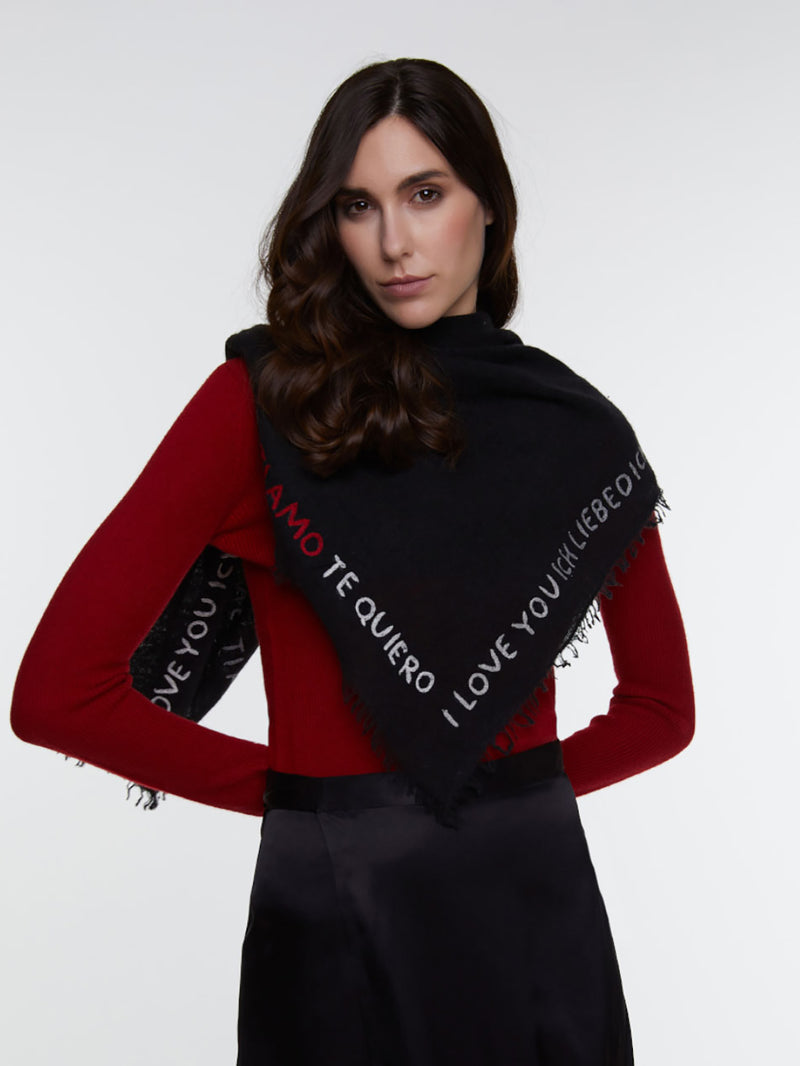 Little te quiero cashmere scarf (90x90cm), black