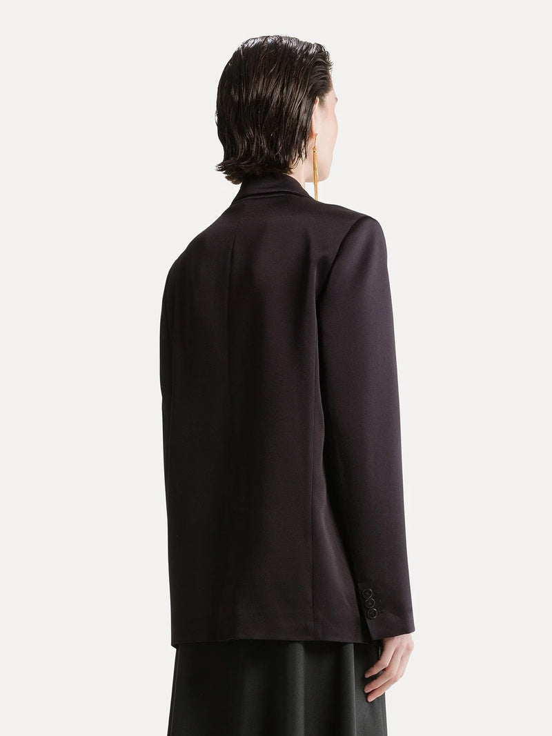 Shining envers satin blazer, navy