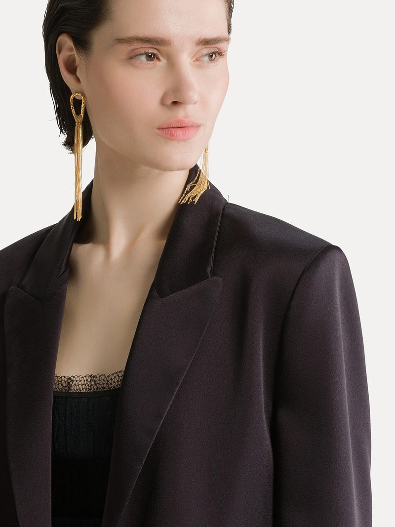 Shining envers satin blazer, navy